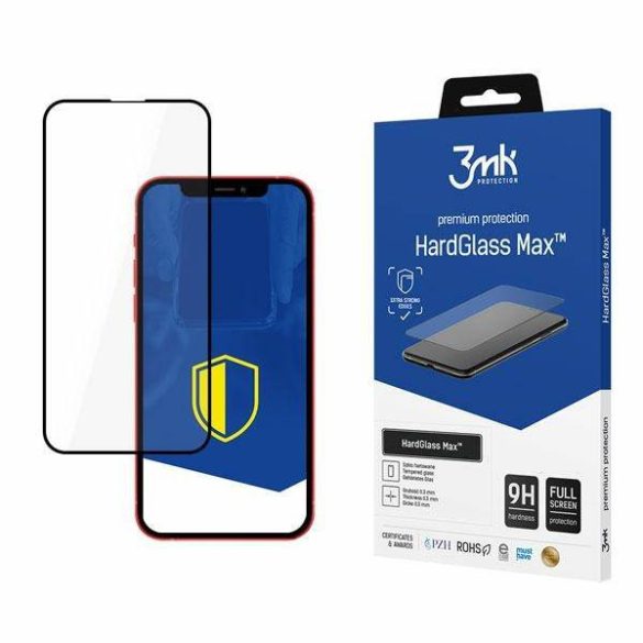3MK HardGlass Max iPhone 13 Mini fekete teljes képernyős üveg kijelzővédő fólia