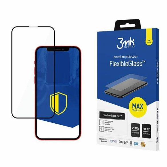 3MK FlexibleGlass Max iPhone 13 Mini 5,4" fekete, hibrid üveg képernyővédő fólia megerősített élekkel