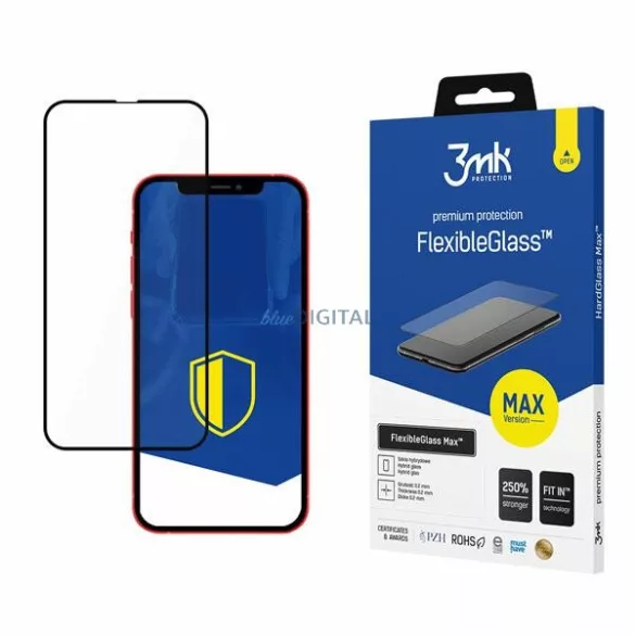 3MK FlexibleGlass Max iPhone 13 Pro Max 6,7" fekete, hibrid üveg képernyővédő fólia megerősített élekkel