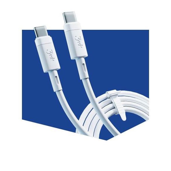 3MK HyperSilicone kábel USB-C/USB-C fehér 1m 60W 3A