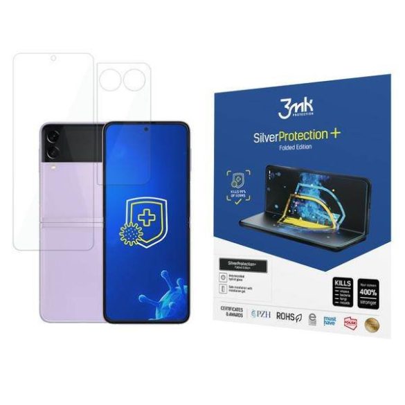 3MK Silver Protect+ Samsung Z Flip 3 5G Folded Edition nedves felvitelű antimikrobiális képernyővédő fólia