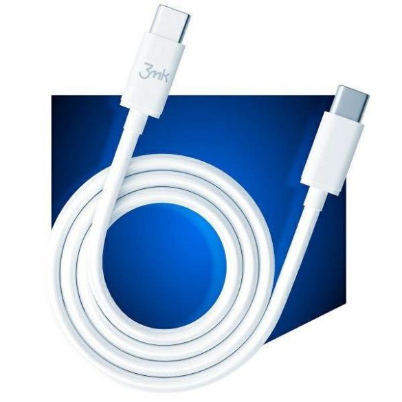 3MK Hyper kábel USB-C/USB-C 2m 100W kábel fehér képernyővédő fólia