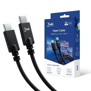 3MK Hyper kábel USB-C/USB-C 4K 60Hz fehér kábel 1m 100W