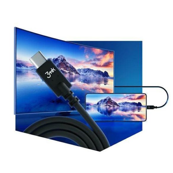3MK Hyper kábel USB-C/USB-C 4K 60Hz fehér kábel 1m 100W