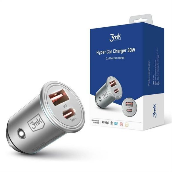 3MK HyperCar Charger 30W Power Delivery autós töltő 1xUSB-A + 1xUSB-C