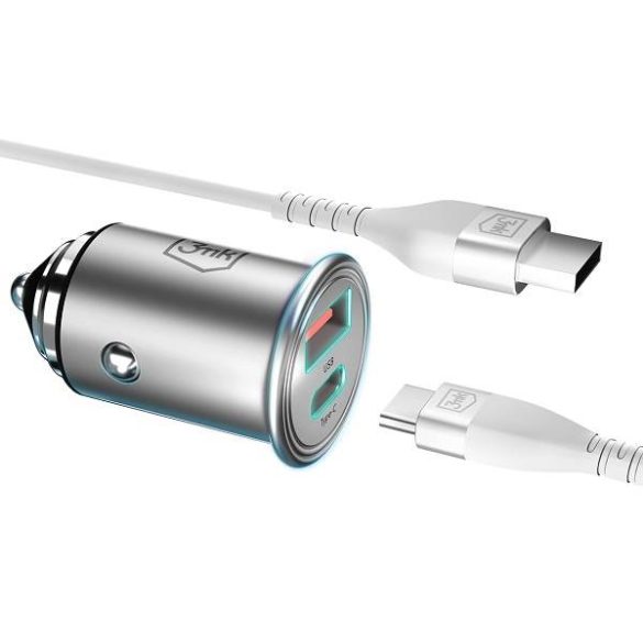 3MK HyperCar Charger 30W Power Delivery autós töltő 1xUSB-A + 1xUSB-C