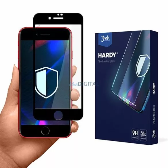 3MK Hardy iPhone 7/8/SE 2020/2022 kémiailag edzett üveg, fekete