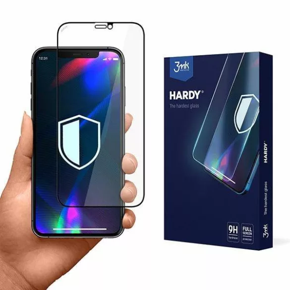 3mk Hardy edzett üveg fekete szegéllyel iPhone 12 Pro Max