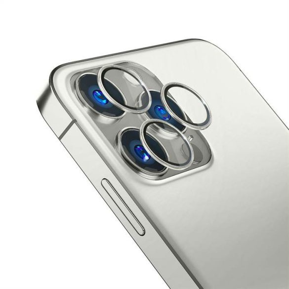 3MK Lens Protection Pro iPhone 14 Pro / 14 Pro Max ezüst kamera védőfólia rögzítőkerettel