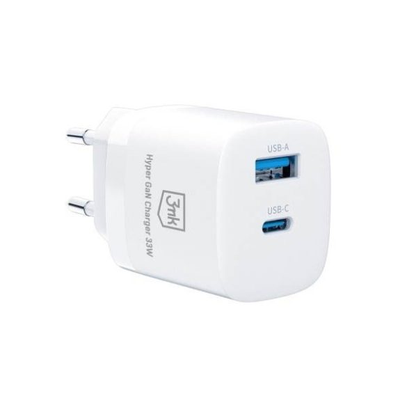 3MK Hyper GaN töltő 33W Power Delivery hálózati töltő 1xUSB-A + 1xUSB-C