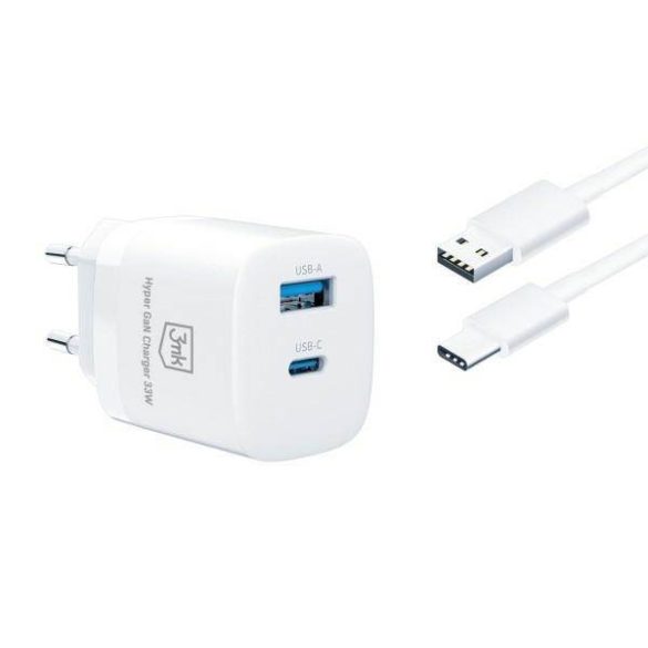 3MK Hyper GaN töltő 33W Power Delivery hálózati töltő 1xUSB-A + 1xUSB-C