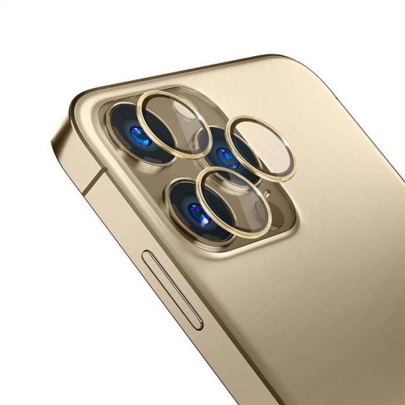 3MK Lens Protection Pro iPhone 14 Pro / 14 Pro Max arany kamera védőfólia rögzítőkerettel