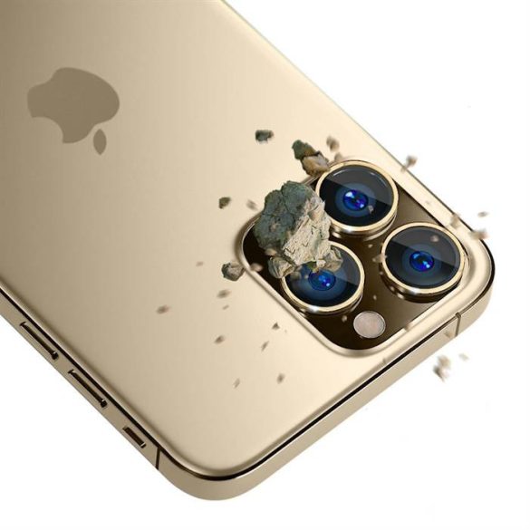 3MK Lens Protection Pro iPhone 14 Pro / 14 Pro Max arany kamera védőfólia rögzítőkerettel