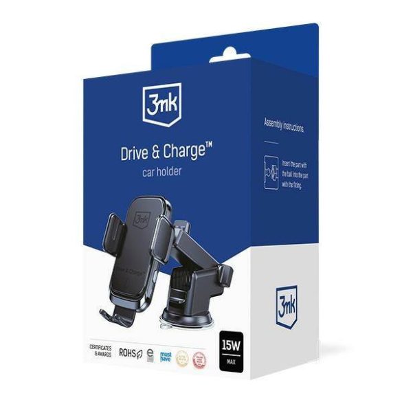 3MK Drive&Charge 15W autó szellőzőrácsra szerelhető indukciós telefontöltő