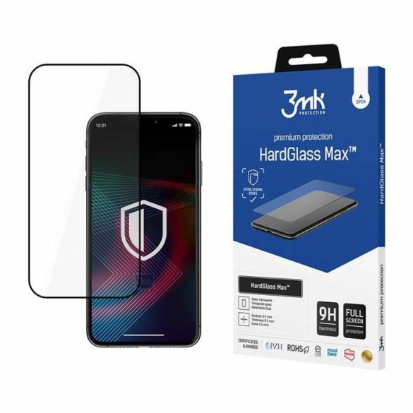 3MK HardGlass Max iPhone 14 Pro 6,1" fekete teljes képernyős üveg kijelzővédő fólia