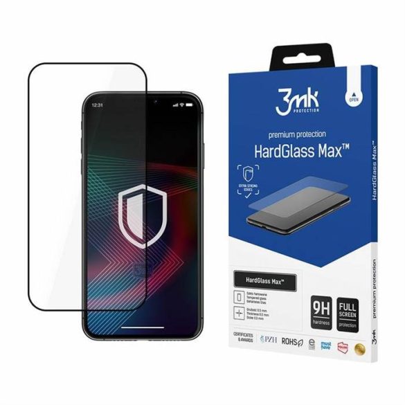 3MK HardGlass Max iPhone 14 Pro Max 6,7" fekete teljes képernyős üveg kijelzővédő fólia