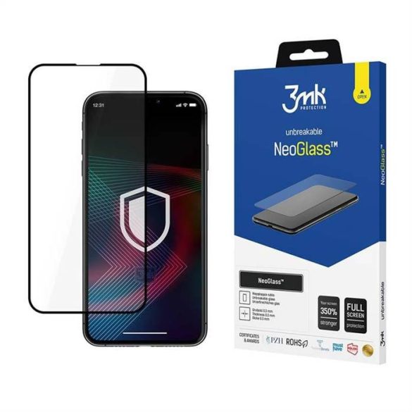 3MK NeoGlass iPhone 14 Plus 6,7" fekete színű képernyővédő fólia