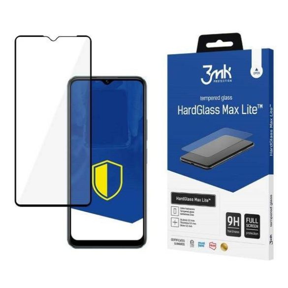 3MK HG Max Lite Vivo Y16 / Y22s fekete teljes képernyős üveg kijelzővédő fólia