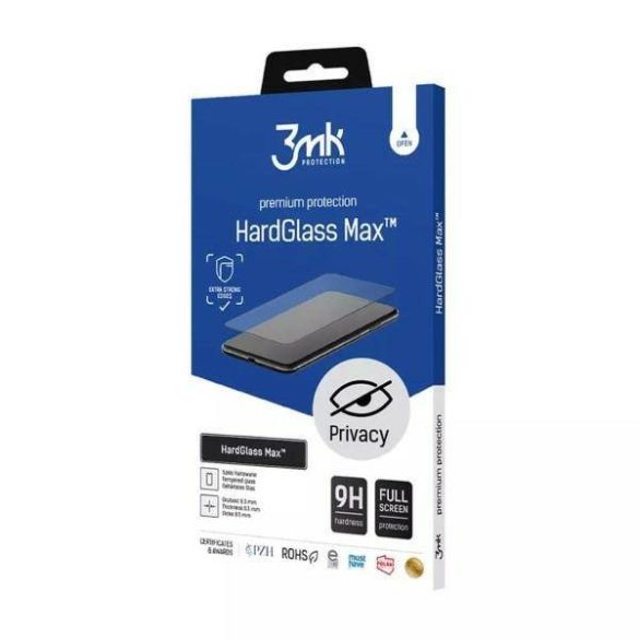 3MK HardGlass Max Privacy iPhone 14/13 /13 Pro 6,1" fekete teljes képernyős üveg kijelzővédő fólia