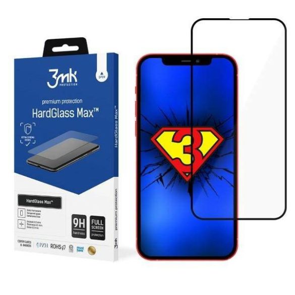 3MK HardGlass Max iPhone 13 Pro Max 6,7" / 14 Plus 6,7" fekete teljes képernyős üveg kijelzővédő fólia