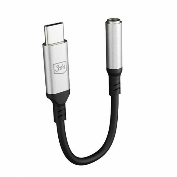 3MK Adapter USB-C - 3,5 mm-es jack csatlakozó fekete