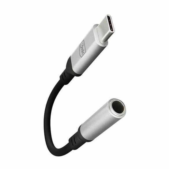 3MK Adapter USB-C - 3,5 mm-es jack csatlakozó fekete