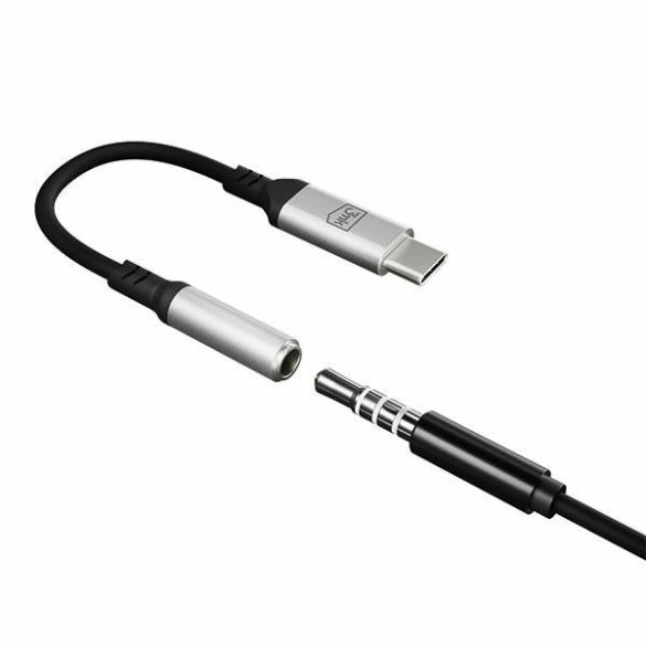 3MK Adapter USB-C - 3,5 mm-es jack csatlakozó fekete