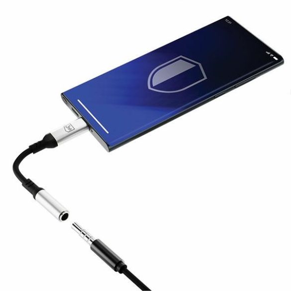 3MK Adapter USB-C - 3,5 mm-es jack csatlakozó fekete