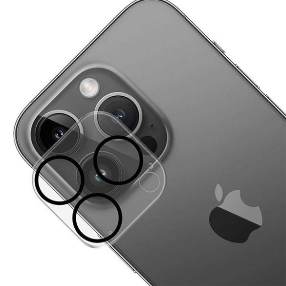 3MK Lens Pro Full Cover iPhone 14 Pro/14 Max edzett üveg kameralencséhez rögzítőkerettel 1db