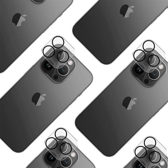 3MK Lens Pro Full Cover iPhone 14 Pro/14 Max edzett üveg kameralencséhez rögzítőkerettel 1db
