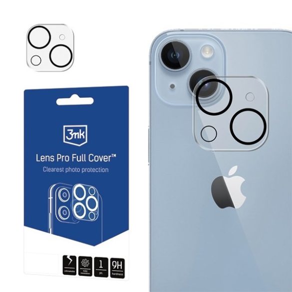 3MK Lens Pro Full Cover iPhone 15/15 Plus edzett üveg kameralencséhez rögzítőkerettel 1db