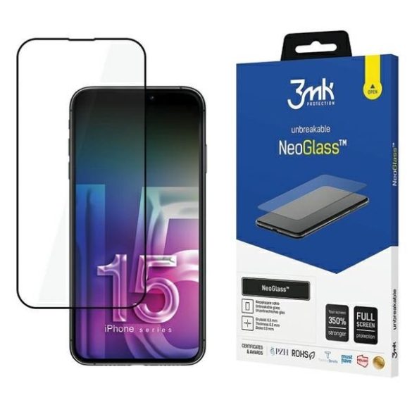 3MK NeoGlass iPhone 15 6.1" fekete fólia