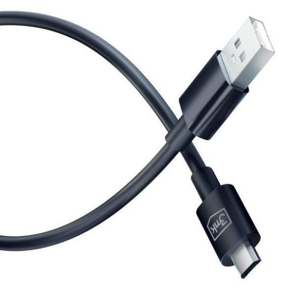 3mk Hyper Cable USB-A - microUSB kábel 1.2m 5V 2.4A fekete