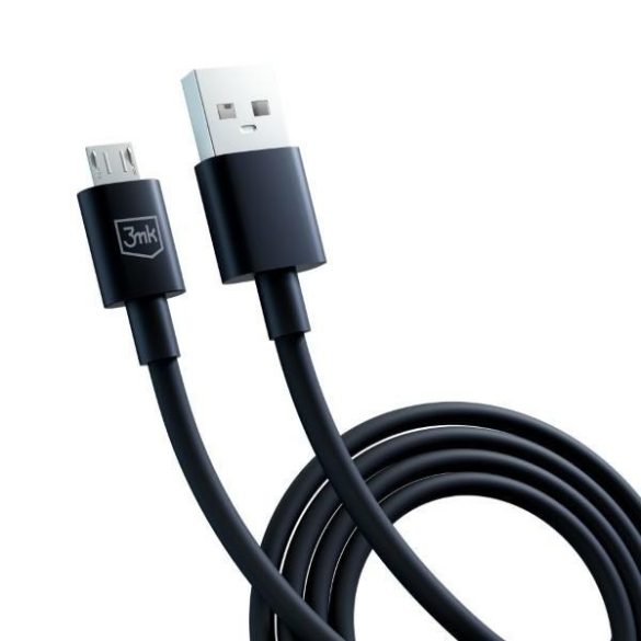 3mk Hyper Cable USB-A - microUSB kábel 1.2m 5V 2.4A fekete