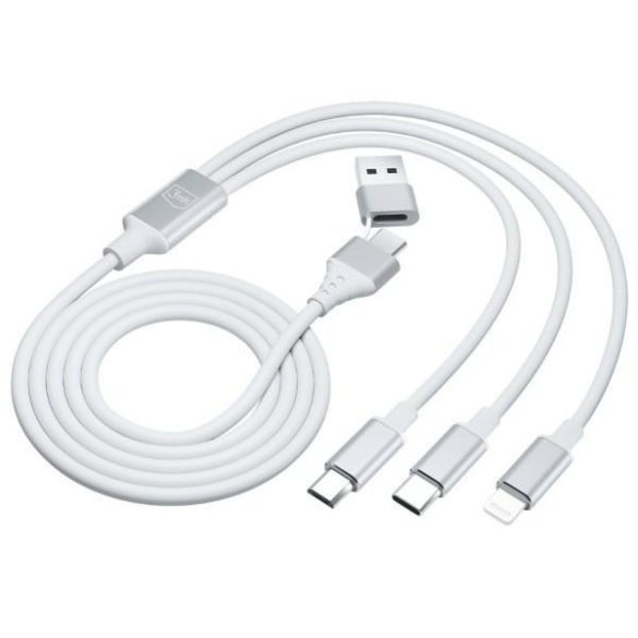 3mk Hyper Cable 3-az-1-ben USB kábel USB-A/Type-C - Type-C/microUSB/Lightning 1.5m 12W fehér