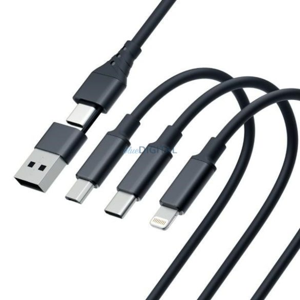 3mk Hyper Cable 3-az-1-ben USB kábel USB-A/Type-C - Type-C/microUSB/Lightning 1.5m 12W fekete