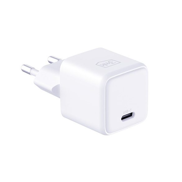 3mk Hyper Charger hálózati töltő 1x USB-C csatlakozással és Type-C - Type-C kábellel PD 25W - fehér