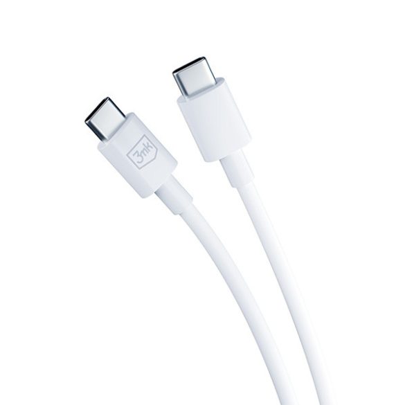 3mk Hyper Charger hálózati töltő 1x USB-C csatlakozással és Type-C - Type-C kábellel PD 25W - fehér