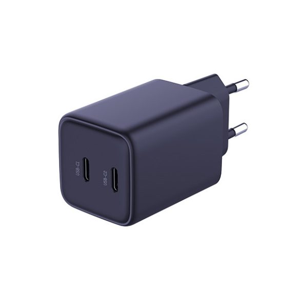 3mk Hyper Charger hálózati töltő 2x USB-C csatlakozással és Type-C - Type-C kábellel PD 45W - fekete