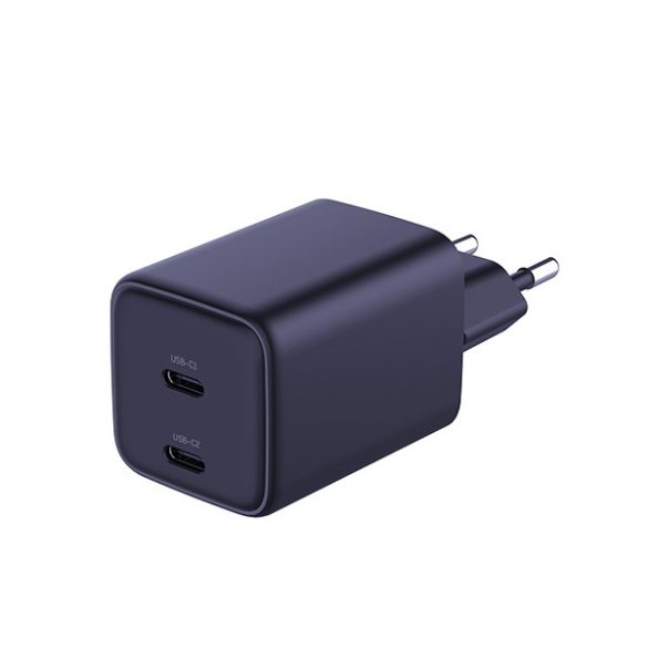 3mk Hyper Charger hálózati töltő 2x USB-C csatlakozással és Type-C - Type-C kábellel PD 45W - fekete