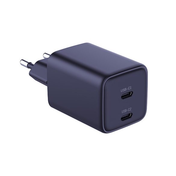 3mk Hyper Charger hálózati töltő 2x USB-C csatlakozással és Type-C - Type-C kábellel PD 45W - fekete