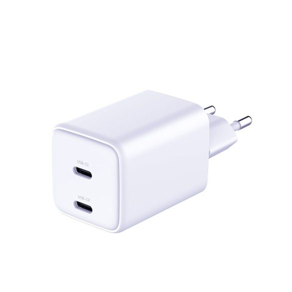 3mk Hyper Charger hálózati töltő 2x USB-C csatlakozással és Type-C - Type-C kábellel PD 45W - fehér