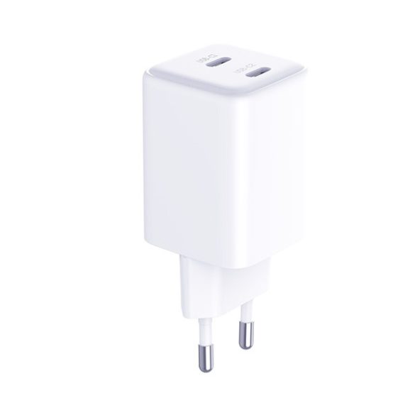 3mk Hyper Charger hálózati töltő 2x USB-C csatlakozással és Type-C - Type-C kábellel PD 45W - fehér