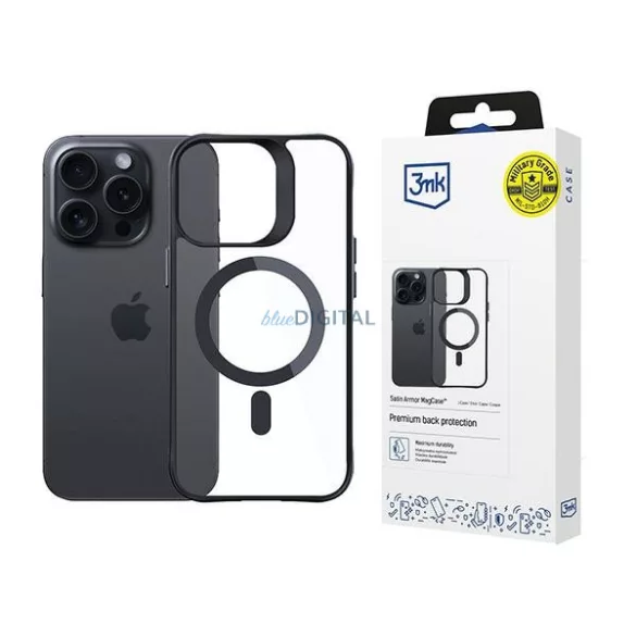 3mk Satin Armor MagCase tok iPhone 14 Pro Max - átlátszó-fekete