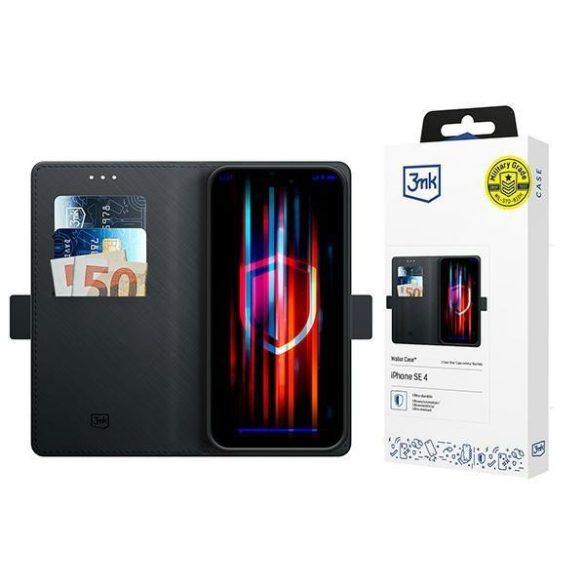 3mk Wallet könyvtok iPhone 16e - fekete