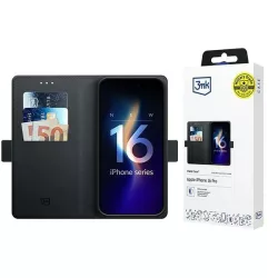   3mk Wallet könyvtok kártyatartóval iPhone 16 Plus - fekete