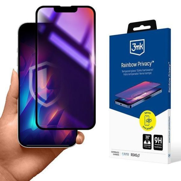 3mk Rainbow Privacy betekintésvédett edzett üveg kijelzővédő iPhone 13/13 Pro/14