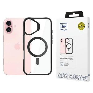 3mk Satin Armor MagCase MagSafe-kompatibilis tok iPhone 16 - átlátszó fekete szegéllyel