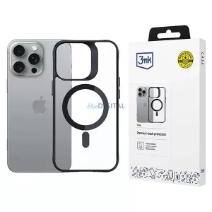 3mk Satin Armor MagCase MagSafe-kompatibilis tok iPhone 16 Pro - átlátszó fekete szegéllyel