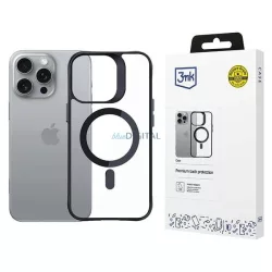   3mk Satin Armor MagCase MagSafe-kompatibilis tok iPhone 16 Pro Max - átlátszó fekete szegéllyel